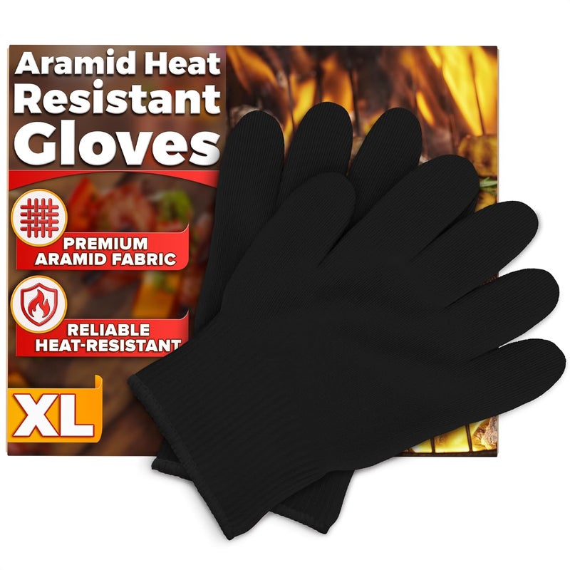 V TOWER Heat Resistant Gloves – Aramid Oven Gloves with Fingers for Cooking & Grilling, Lightweight BBQ Gloves with Cotton Lining, Non-Slip, 9.45"x3.94" Kitchen Mitts for Baking & Frying, Great Gift for Chefs - Image 1